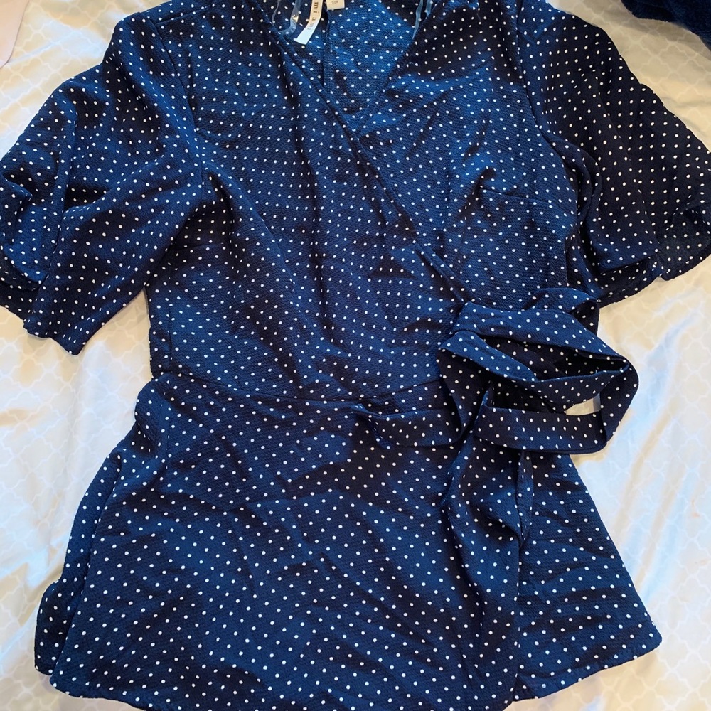 Navy wrap top